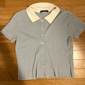 Blue and white collared t-shirt